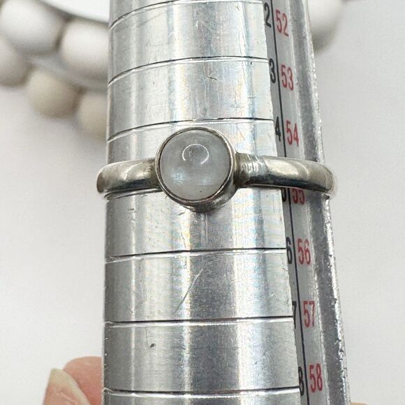 Sterling Silver Moonstone Ring Dainty Cabochon Boho Size 7 Natural Stone Jewelry - Picture 11 of 11